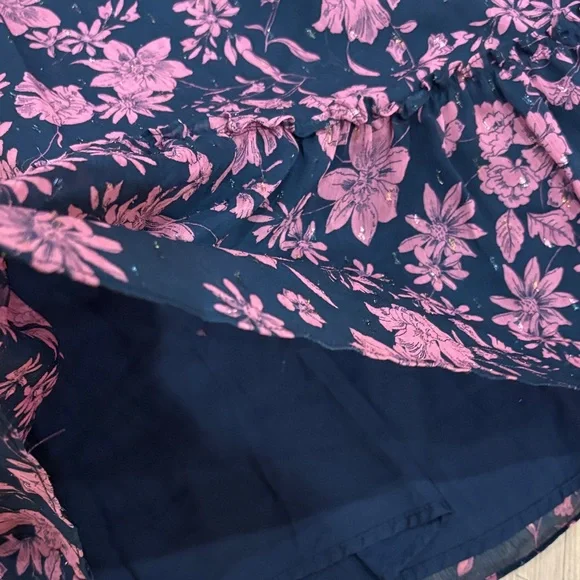 Lulu's Pink Floral Off Shoulder Ruffle Lurex Maxi Dress M - Picture 7 of 9